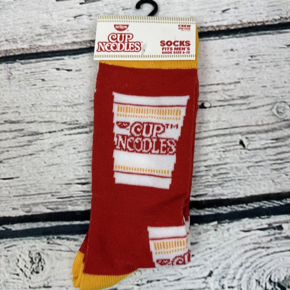 Nissin - Cup Noodles - Red - 🆕 [Size Men's 6-12] - One Pair - Novelty Socks NWT